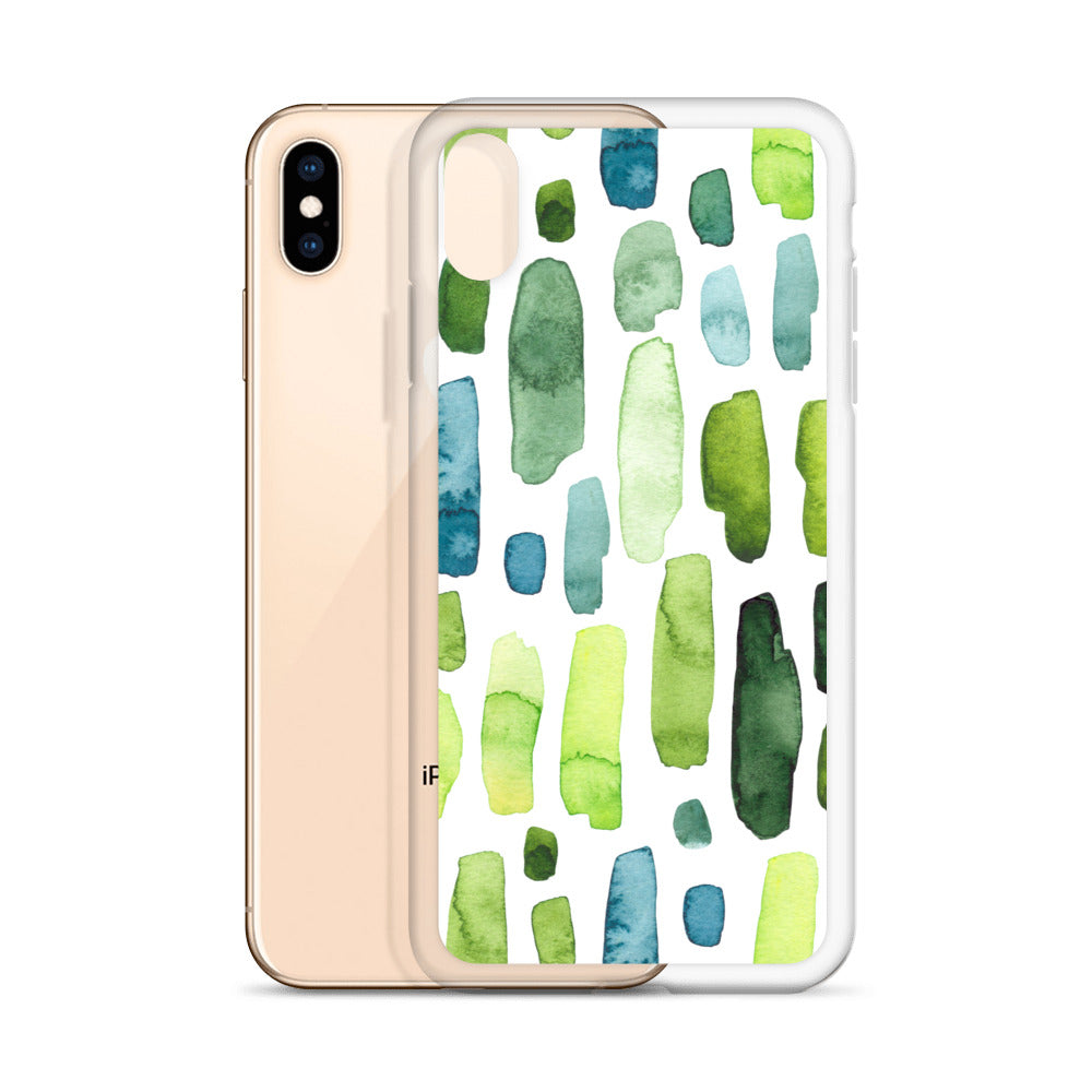 Green Abstract Paint Strokes iPhone Case