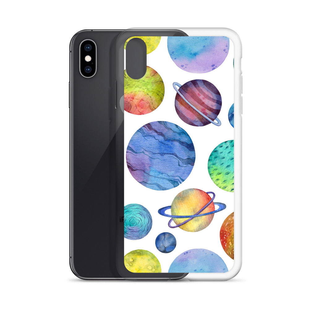 Space Watercolor Planets iPhone Case