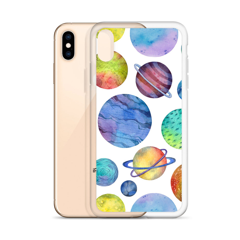 Space Watercolor Planets iPhone Case