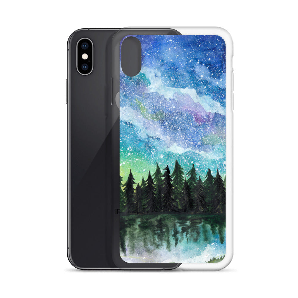 Watercolor Galaxy Forest iPhone Case