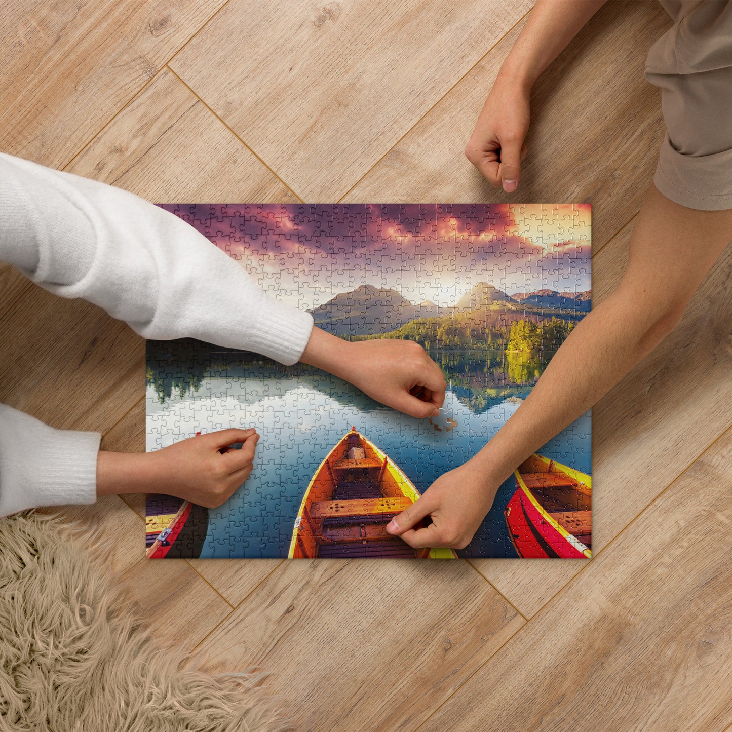 Mountains Lake Canoe Jigsaw puzzle 520 piece