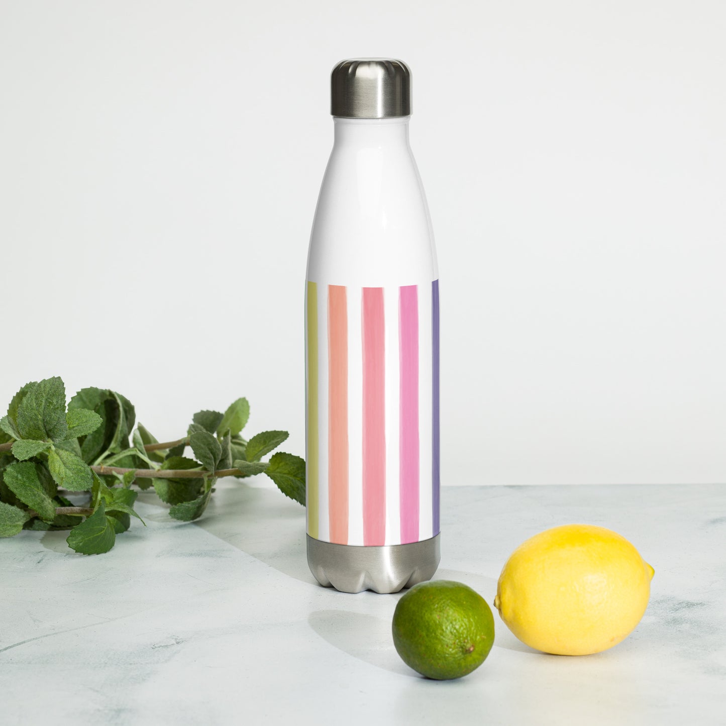 Rainbow Stipe Stainless Steel Water Bottle