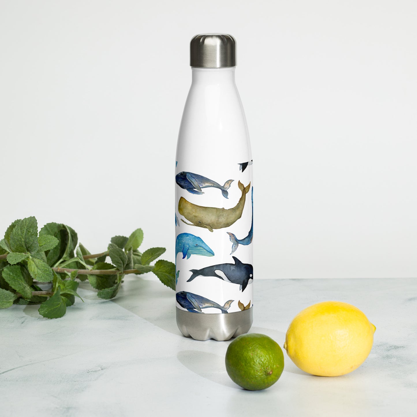 Whale Pattern Stainless Steel Water Bottle