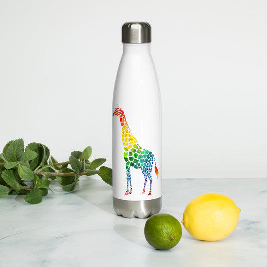 Rainbow Giraffe Stainless Steel Water Bottle