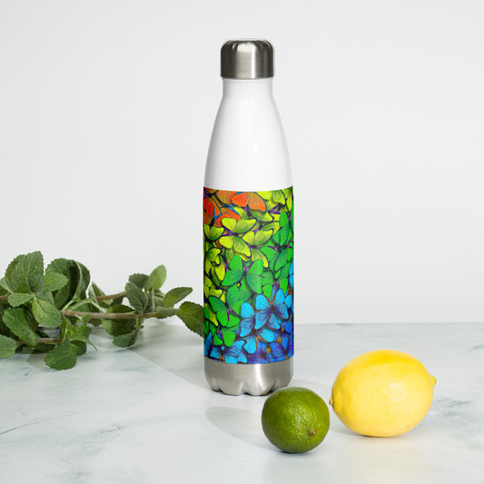 Rainbow Butterflies Stainless Steel Water Bottle