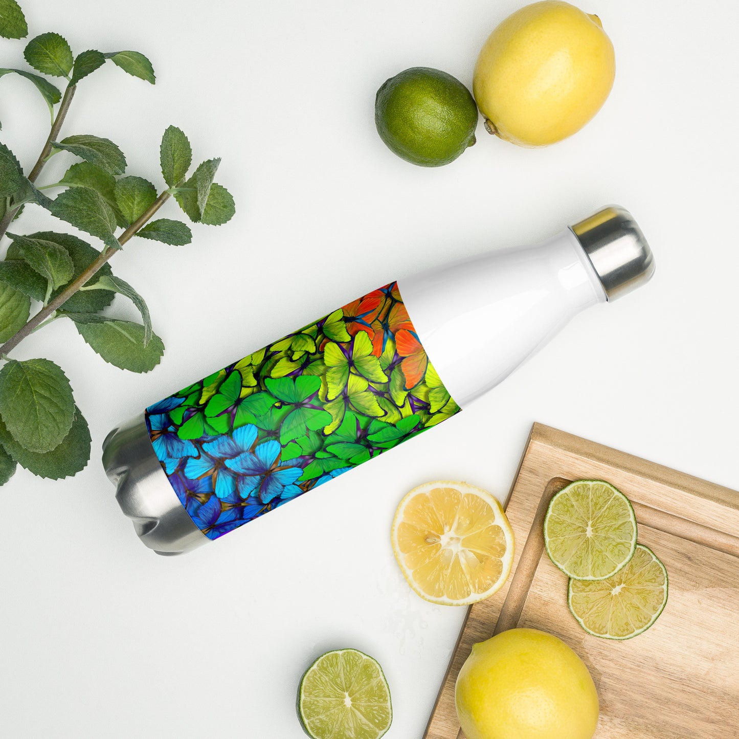 Rainbow Butterflies Stainless Steel Water Bottle