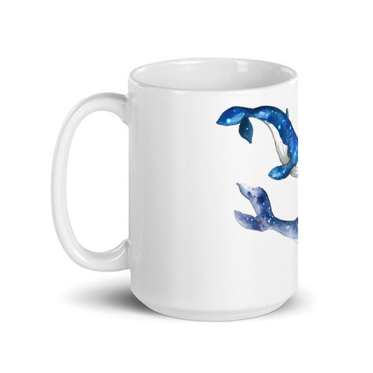 Galaxy Whale White glossy mug 15oz