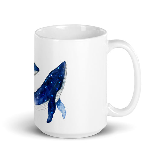 Galaxy Whale White glossy mug 15oz