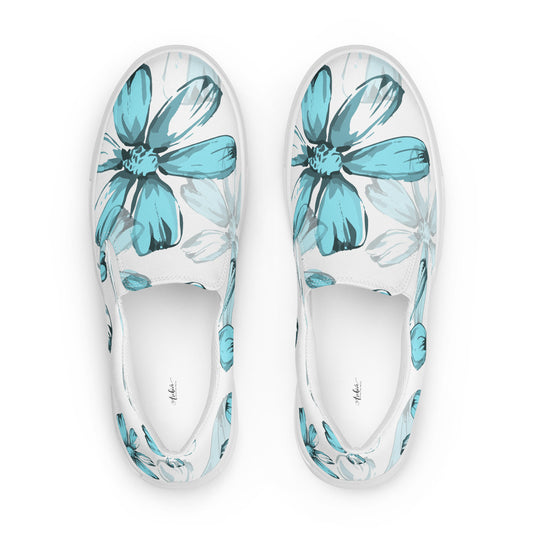 Blue Flowers Women’s slip-on canvas shoes