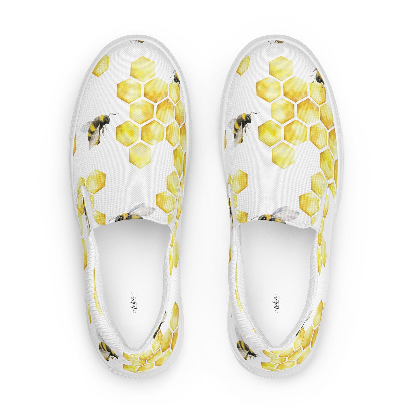 Honeycomb Bees Women’s slip-on canvas shoes