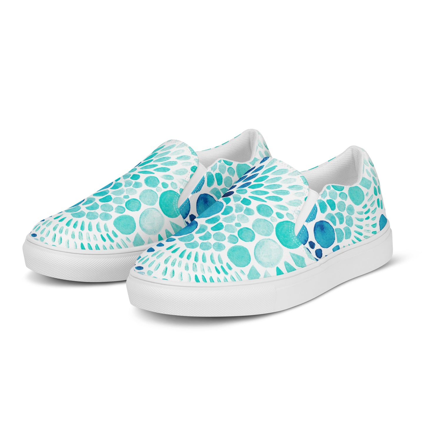 Watercolor Blue Pattern Women’s slip-on canvas shoes