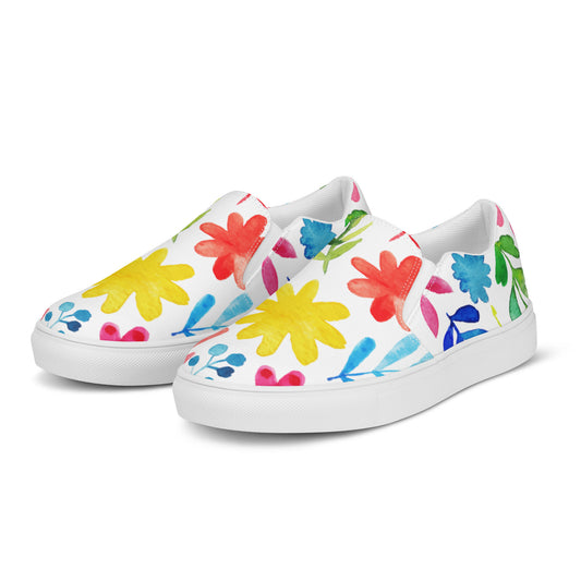 Colorful Flowers Women’s slip-on canvas shoes