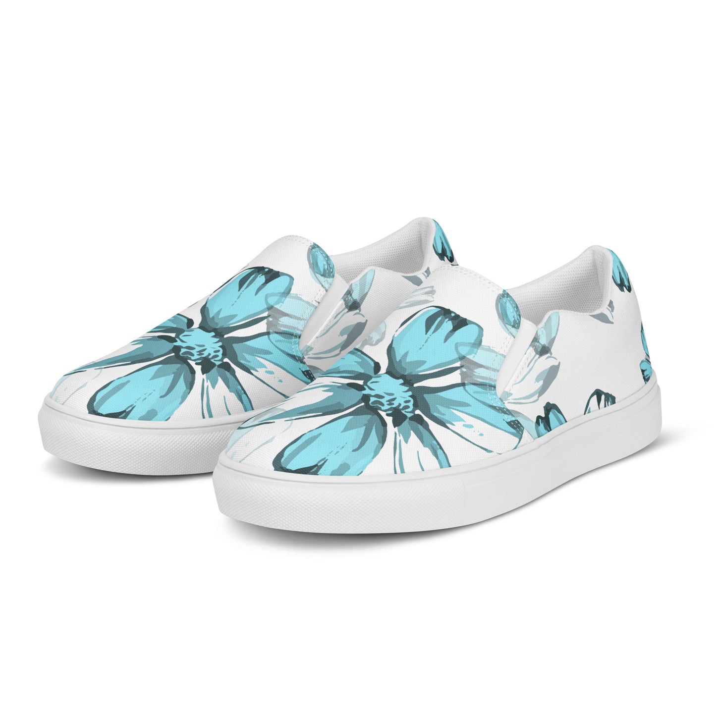 Blue Flowers Women’s slip-on canvas shoes