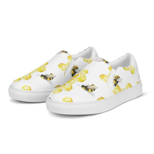 Honeycomb Bees Women’s slip-on canvas shoes