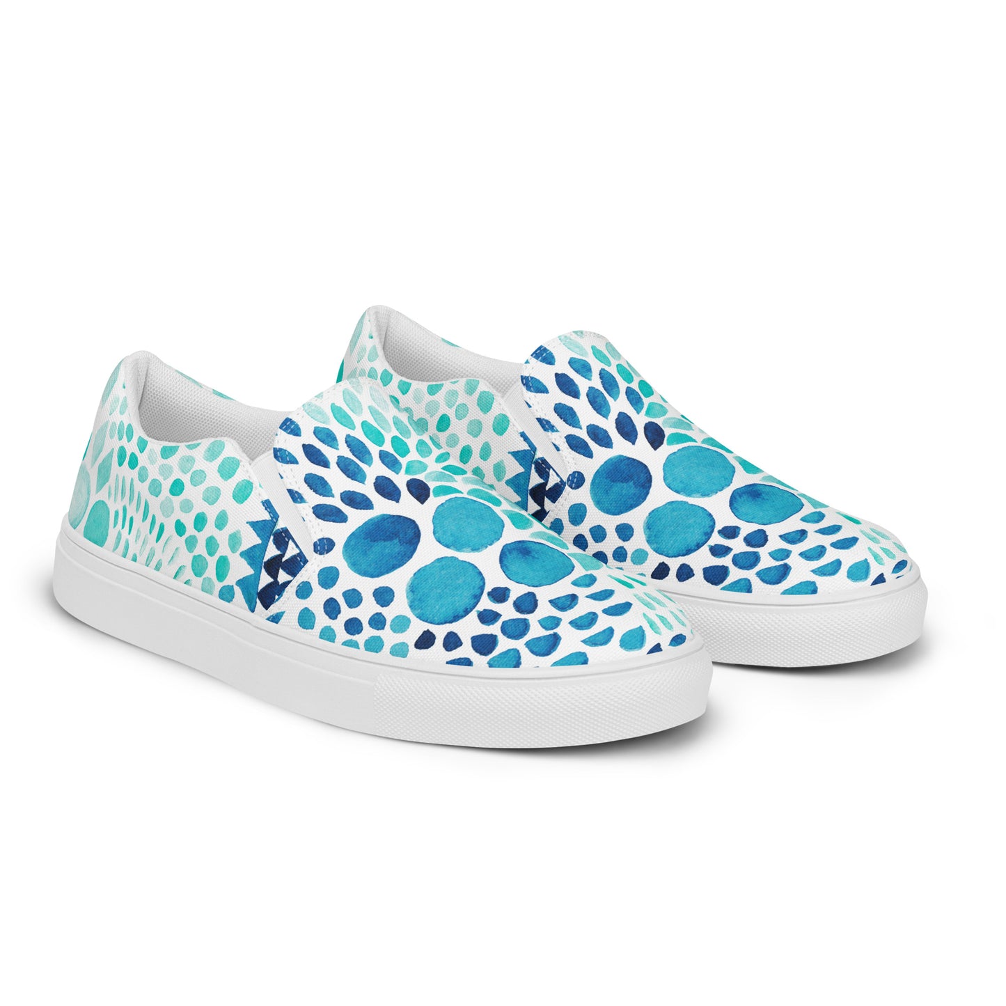 Watercolor Blue Pattern Women’s slip-on canvas shoes