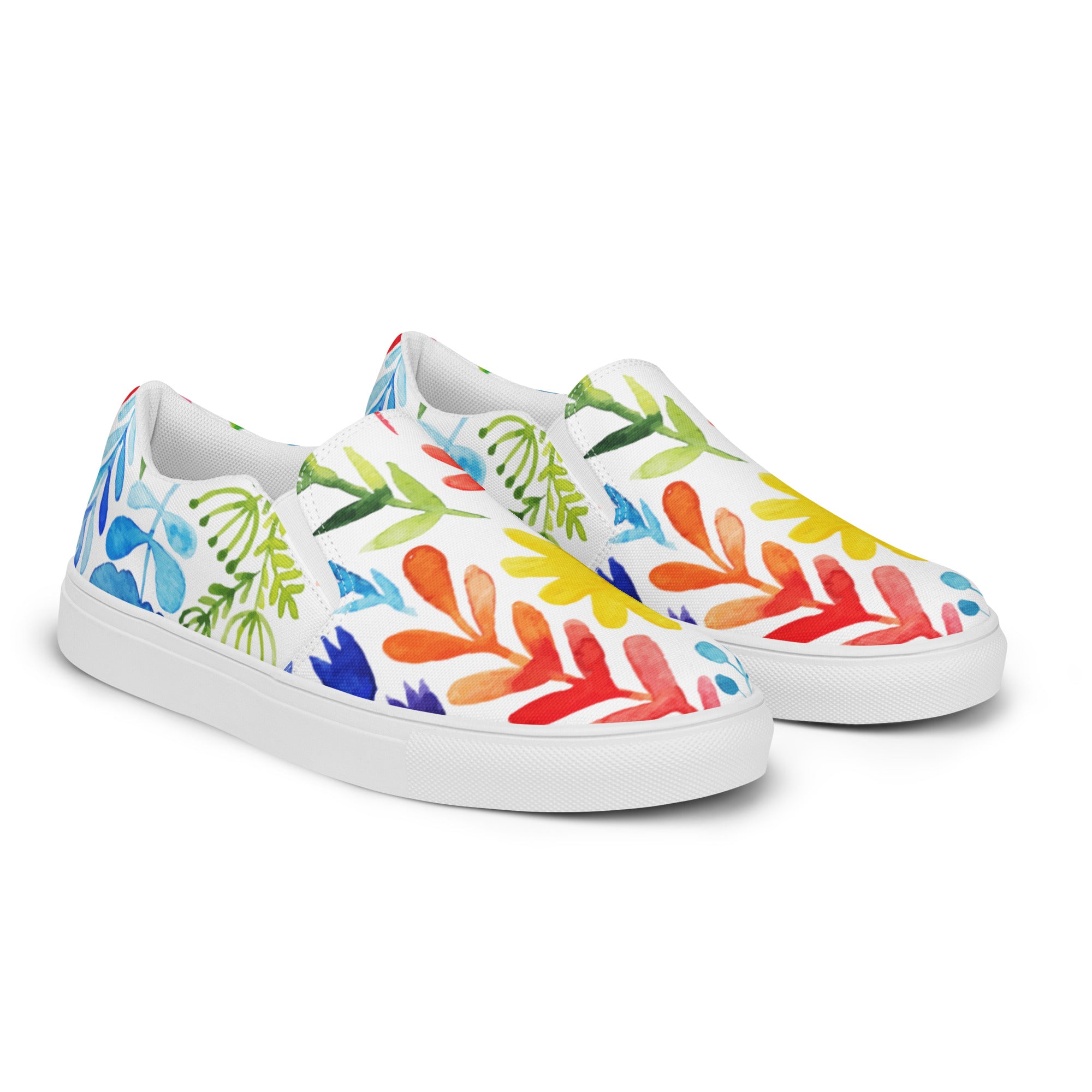 Floral canvas slip on 2024 shoes