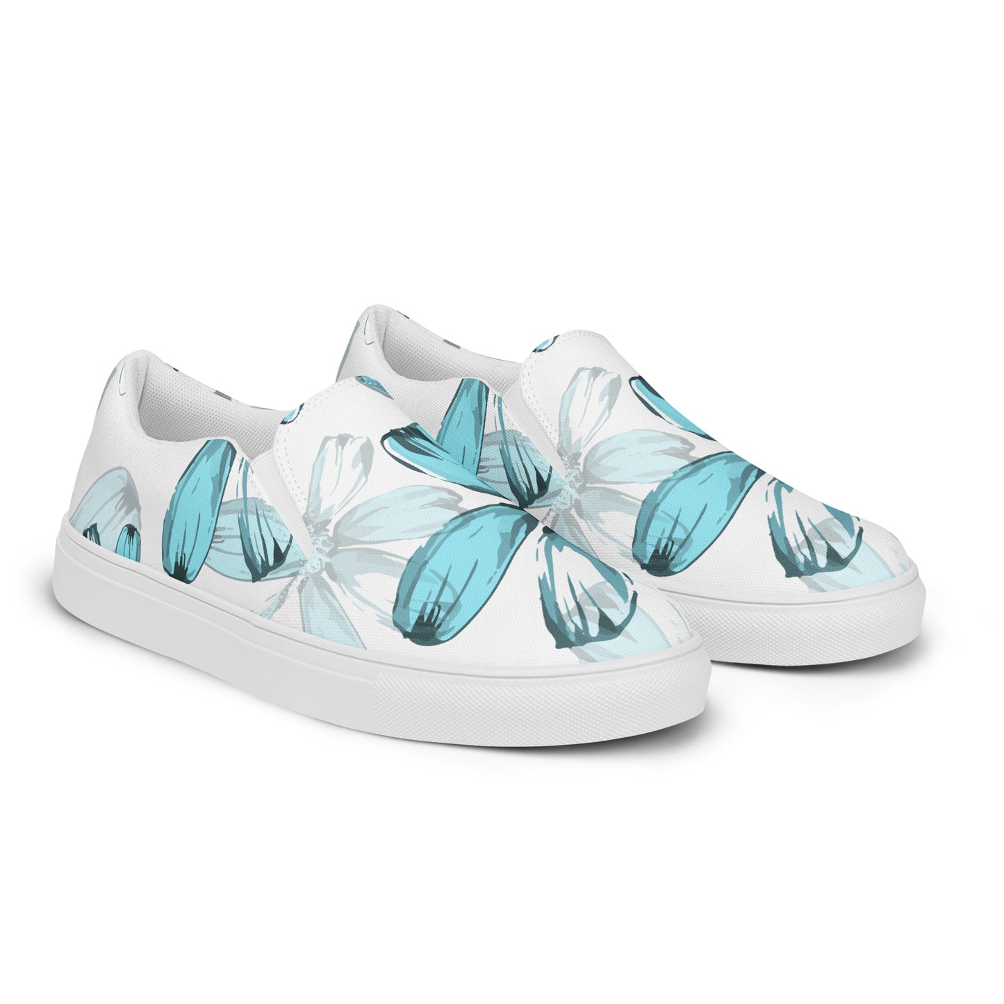 Blue Flowers Women’s slip-on canvas shoes