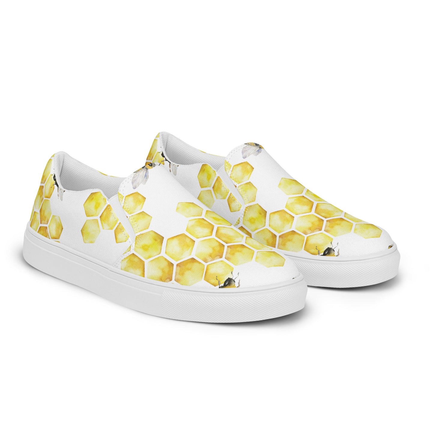 Honeycomb Bees Women’s slip-on canvas shoes